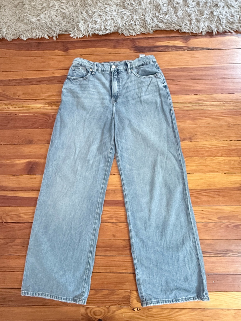 Good American Washed Blue Wide Leg Jeans